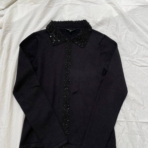 Black Silk Beaded Sweater - Picture 3 of 10